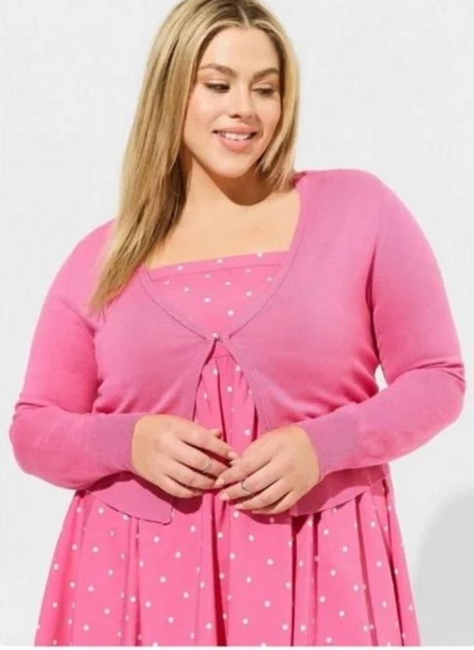 Torrid Retro Chic Pink Cropped Cardigan Size 2x